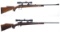 Two Bolt Action Rifles with Scopes