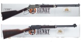 Two Henry Repeating Arms Commemorative Lever Action Rifles