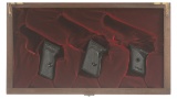 Custom Hardwood Case for Three Walther Style Pistols