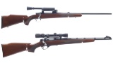 Two Bolt Action Rifles with Scopes