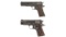 Two Colt Semi-Automatic Pistols with Case
