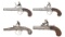 Four Engraved English Screw-Barrel Boxlock Flintlock Pistols