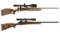 Two Bolt Action Rifles with Scopes