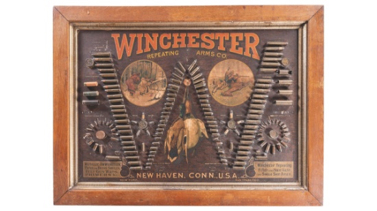 Desirable Framed Winchester 'W' Bullet Board Advertisement