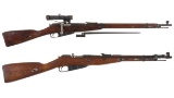 Two Soviet Military Mosin-Nagant Military Bolt Action Longarms