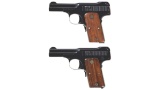 Two Smith & Wesson .35 Automatic Semi-Automatic Pistols