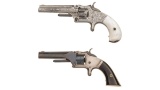 Two Smith & Wesson Model No. 1 Spur Trigger Revolvers