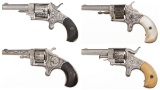 Four Engraved American Spur Trigger Pocket Revolvers