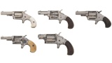 Five Antique Spur Trigger Revolvers