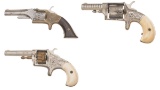 Three Antique Engraved American Spur Trigger Revolvers
