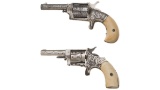Two Engraved Antique American Spur Trigger Revolvers