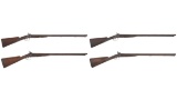 Four Antique English Side by Side Percussion Shotguns