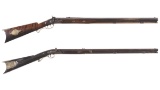 Two Antique American Percussion Half-Stock Rifles