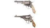 Collector's Lot of Two Antique European Double Action Revolvers
