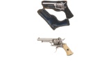 Two European Double Action Pinfire Revolvers