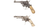 Two Engraved European Pinfire Double Action Revolvers
