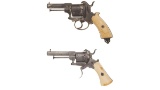 Two European Pinfire Double Action Revolvers