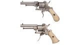 Two European Pinfire Double Action Revolvers