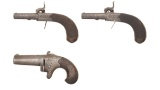 Three Antique Engraved Pocket Pistols