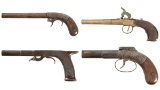 Four Engraved Antique Percussion Pistols