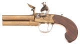 Twigg Marked Three-Barrel Tap Action Boxlock Flintlock Pistol