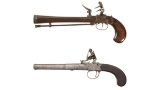 Two Engraved Boxlock Flintlock Pistols