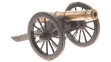 Two Miniature Bronze Cannons with Carriages