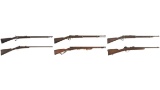 Six Antique European Single Shot Rifles