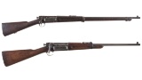Two Antique U.S. Springfield Krag Bolt Action Long Guns