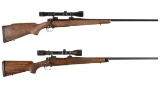 Two Pre-64 Winchester Model 70 Bolt Action Rifles with Scopes