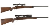 Two Pre-64 Winchester Model 70 Bolt Action Rifles with Scopes