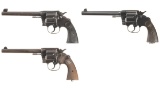 Three Colt New Service Double Action Revolvers