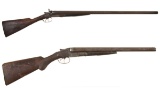 Two Antique Colt Damascus Side by Side Shotguns