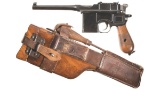 Mauser Model 1896 Broomhandle Semi-Automatic Pistol with Stock