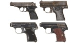 Four Walther Semi-Automatic Pistols