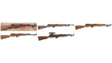 Five SKS Semi-Automatic Long Guns with Boxes