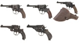 Five Military Double Action Revolvers