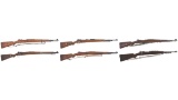 Six Military Mauser Pattern Bolt Action Rifles