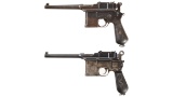 Two Broomhandle Semi-Automatic Pistols