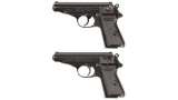 Two Walther PP Semi-Automatic Pistols