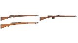 Three Swiss Schmidt-Rubin Straight Pull Bolt Action Rifles