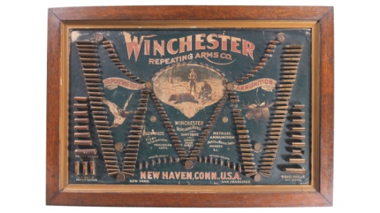 Framed Winchester Double 'W' Bullet Board Advertisement