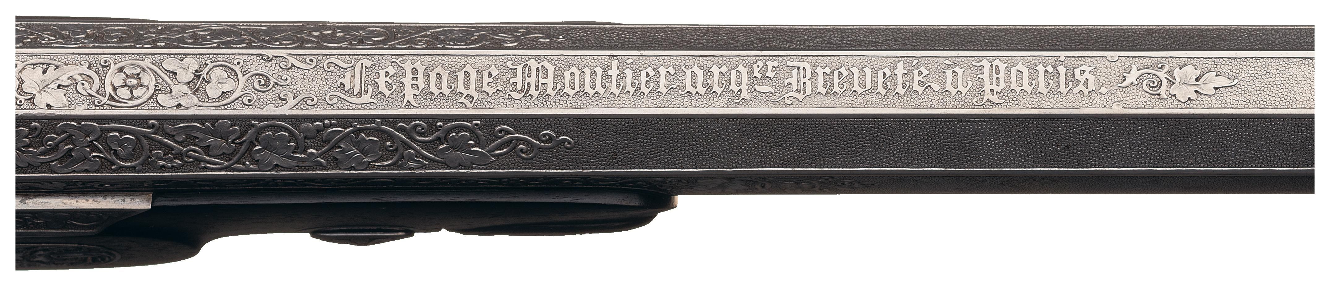 Signed by Gilles Michel Louis Moutier-Le Page, Percussion Exhibition Pistol, French