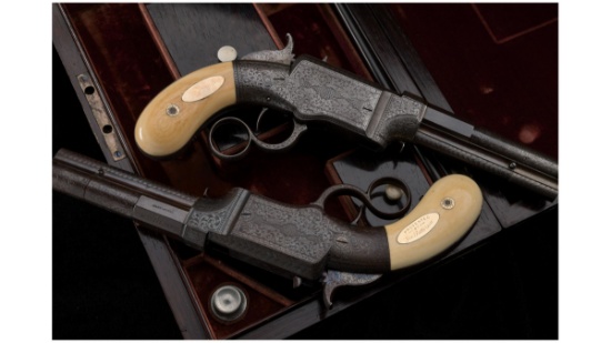 Presentation Pair of Engraved Smith & Wesson Repeating Pistols