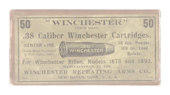 Vintage Box of Winchester .38 WCF Ammunition