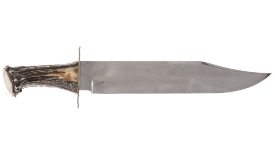 A Massive Stag Handled Bowie Knife