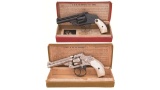 Two Engraved S&W Safety Hammerless Revolvers with Pearl Grips