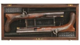 Cased Pair of P. Vallee Philadelphia Marked Dueling Pistols