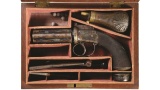 Cased Thomas Horsley Six Shot Percussion Pepperbox Revolver