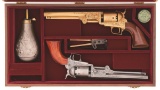 Consecutive Pair of Engraved Colt 1851 Navy Revolvers with Case